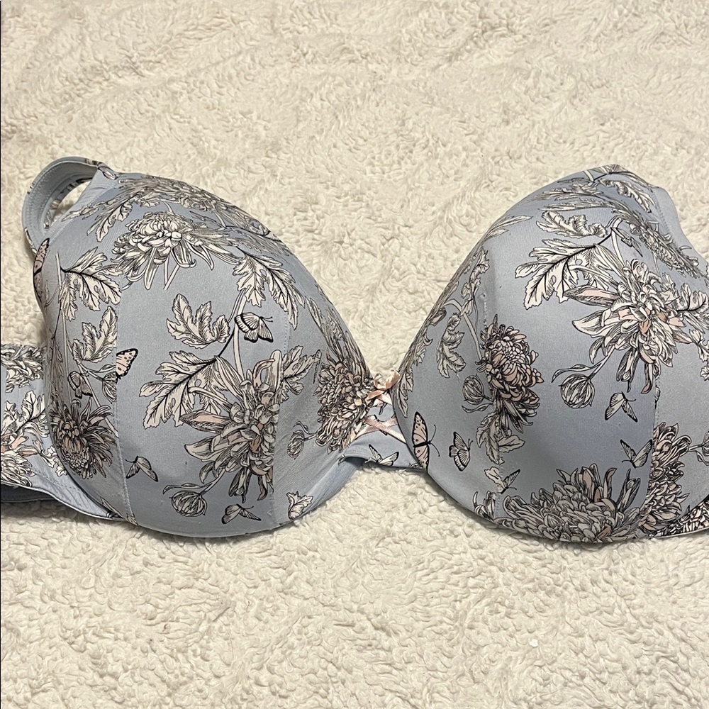 Cacique Floral Print Bra - Light Gray